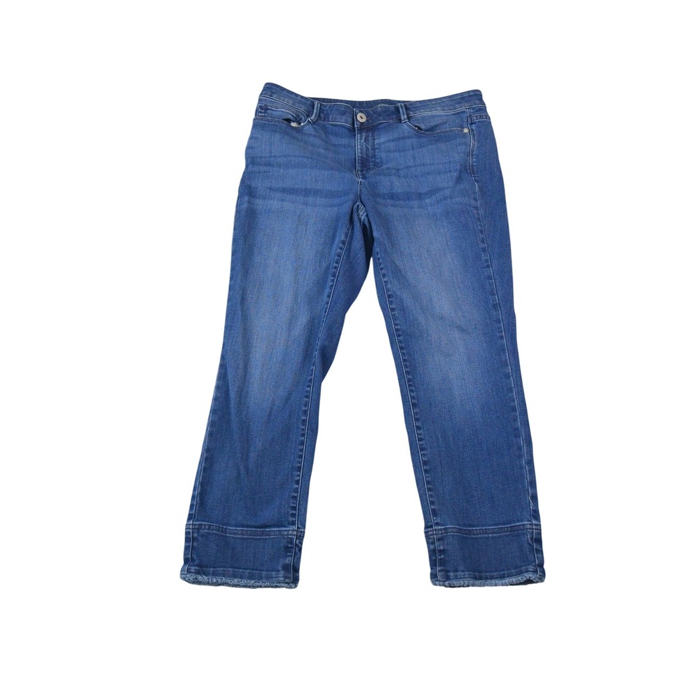 J. Jill Authentic Fit Jeans Womens 10 Blue Excellent Cropped Raw Hem Stretch